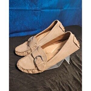 WOMEN'S JUST FAB ZAYLEY MOCCASSINS SIZE 6.5 TAN USED IN GOOD CONDITION